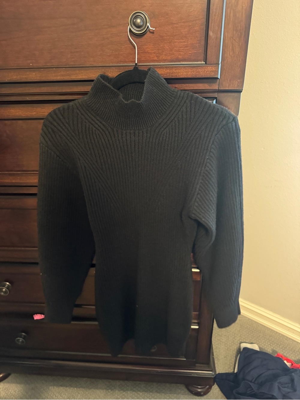 H&M Black Ribbed Mock Neck Sweater Dress